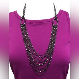 Lia Sophia Wisteria Multi-Strand Necklace Hematite Finish Freshwater Pearls